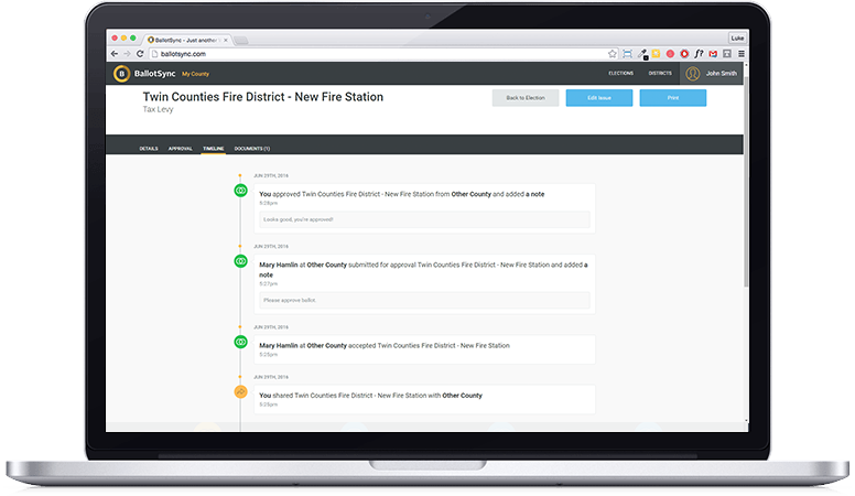 BallotSync timeline view tracking election milestones